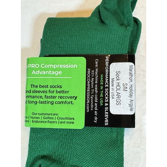 Lot 3 Pairs New Pro Compression Marathon Socks Solid Black Green Argyle - Picture 4 of 9
